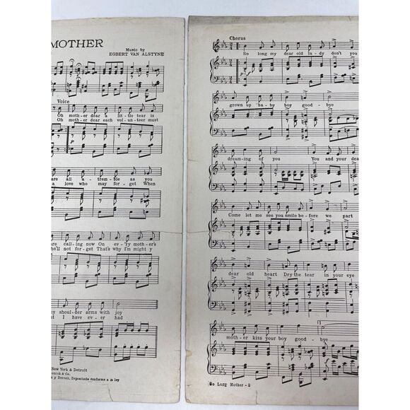 1917 So Long Mother Sheet Music Egan and Kahn Van Alstyne - Picture 5 of 8